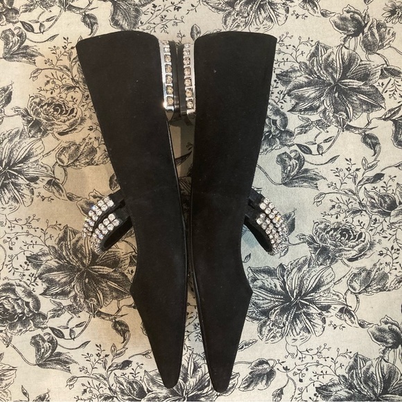 DUNE LONDON Sz 38 Suede and Rhinestone Pointy Ballet Slip On Flats - Picture 8 of 12